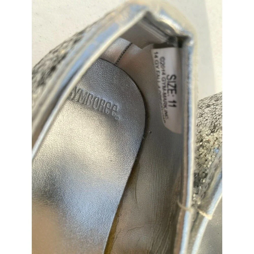 Gymboree Silver Ballet Flats Dress Sparkle Gems Girls Shoes Sz 10 T (Says 11 T)